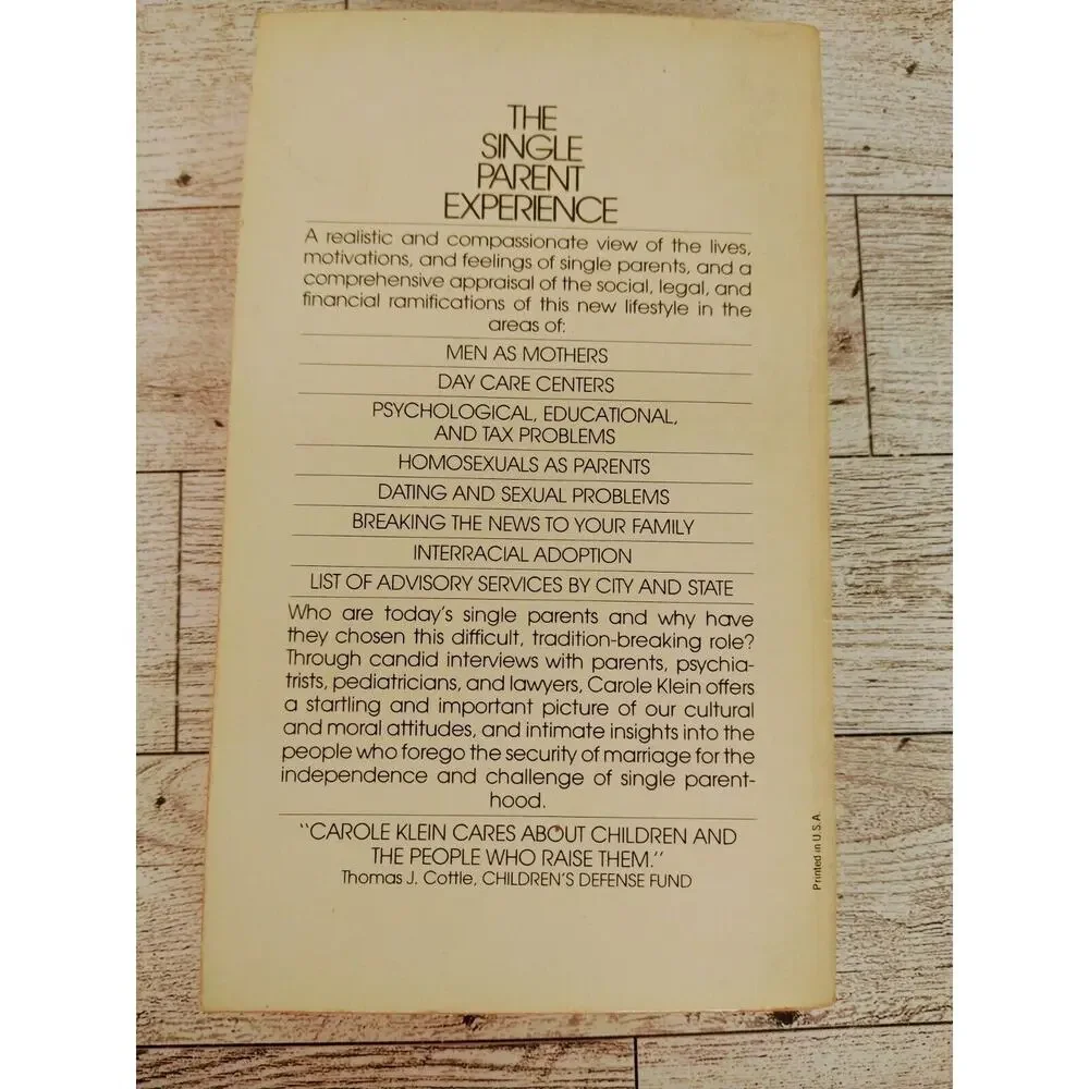 The Single Parent Experience by Carole Klein (1973, Paperback)‎